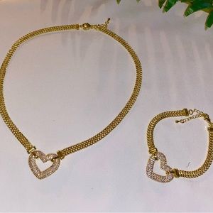 Matching set Heart Bracelet and Necklace